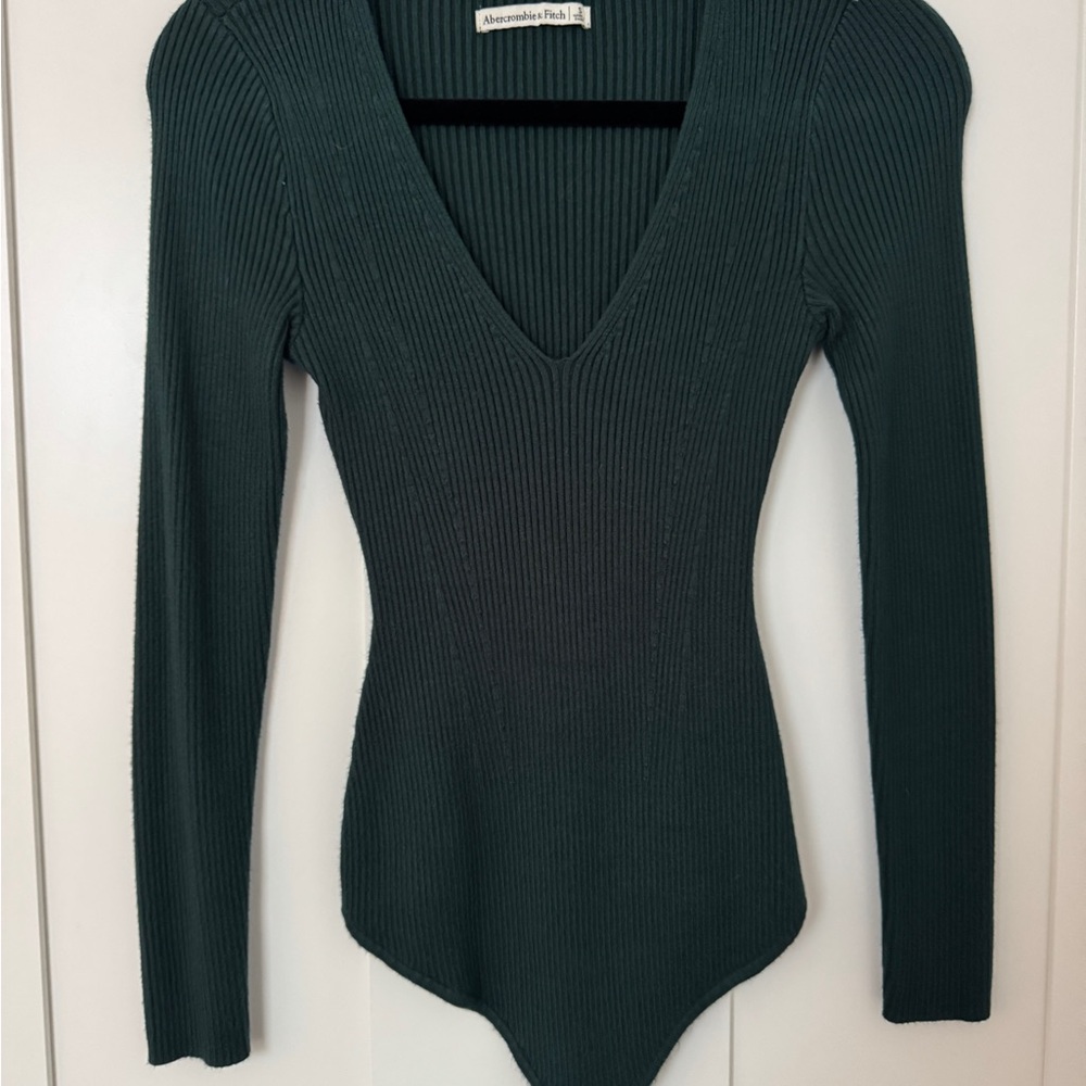 Abercrombie & Fitch Dark Green Ribbed Bodysuit